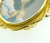 18k Hand Painted Portrait Pin / Pendant with Genuine Natural Diamonds (#J4309)