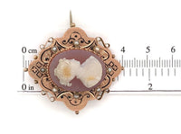 10k Rose Gold Victorian Genuine Natural Agate Cameo Pin Jewelry (#J6194)