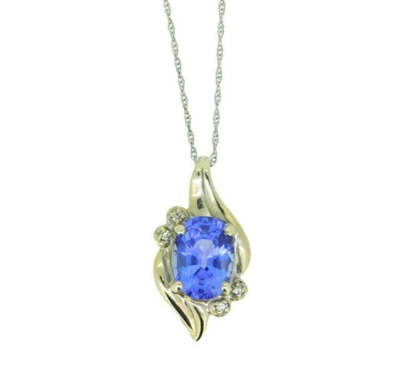 High Quality 14k Gold 2.15ct Genuine Natural Tanzanite Pendant w/Diamonds #J1709