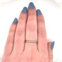 18k White Gold Wedding Band Ring with Engraved Sides Size 8.5 Jewelry (#J5877)