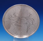Whiting Sterling Silver Salver Tray with Large Acid Etched Crab In Net 989 #0134
