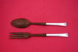 Tranquility by International / Fine Arts Sterling Salad Serving Set w/wood  11"