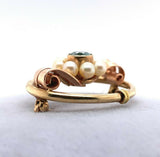 10k Retro Blue Zircon Pin Rose and Yellow Gold (#J5473)