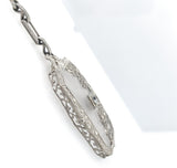 14k White Gold Genuine Natural Rock Crystal Quartz Necklace w/Cast Links #J6196