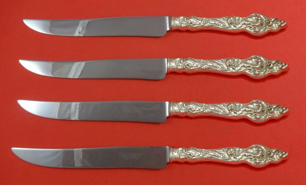 Les Six Fleurs by Reed & Barton Sterling Steak Knife Set Texas Sized Custom