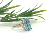 14k White Gold 7.92 Carat Genuine Natural Aquamarine Ring Size 8 (#J7202)