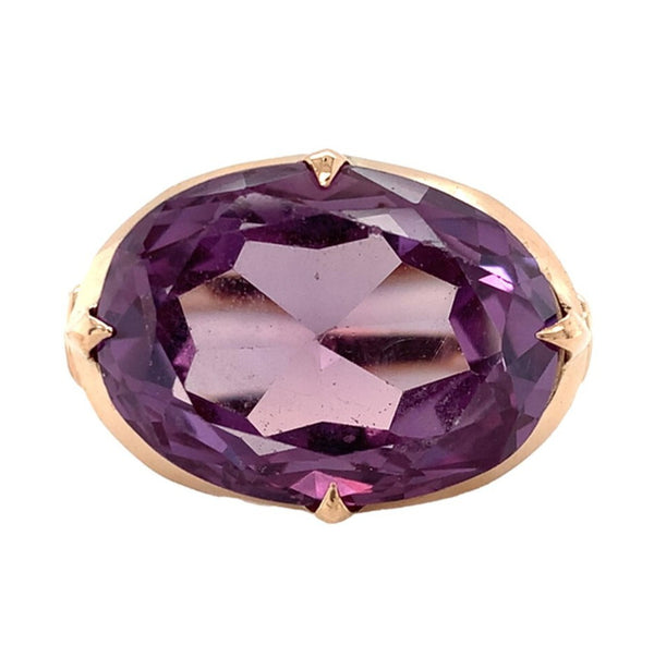 14k Rose Gold Ring with a Color Changing Synthetic Lab-Created Stone (#J7222)