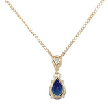 14k Yellow Gold 1.84 Carat Blue Genuine Natural Sapphire Diamond Necklace #J7431