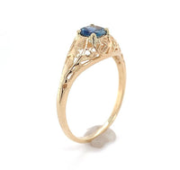 14k Yellow Gold Filigree Ring with .63ct Genuine Natural Sapphire (#J6403)