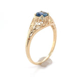 14k Yellow Gold Filigree Ring with .63ct Genuine Natural Sapphire (#J6403)