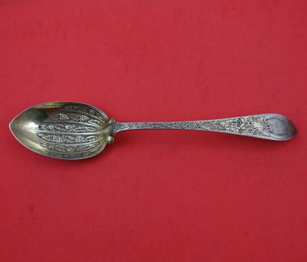 Queen Anne Engraved by Tiffany and Co Sterling Silver Berry Spoon GW with Fruit