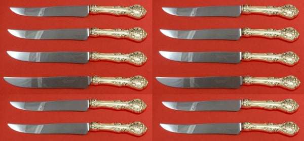 King Edward by Gorham Sterling Silver Steak Knife Custom Set 12 pcs 8 1/2"