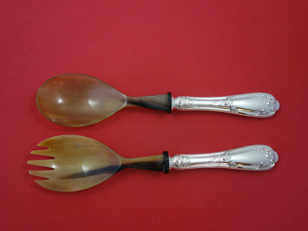 Floreale by Zaramella Argenti Italian Sterling Salad Serving Set Horn Never Used