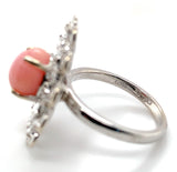 18k White Gold 3.46 Carat Conch Pearl and Rose Cut Diamond Ring w/ Report #J7224