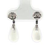 Platinum Genuine Moonstone Briolette Drop Earrings with Diamond Accents (#J7539)