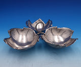 Sciarrotta Sterling Silver Candy Dish Three Leaf Shape w/Twist Handle #6 (#7887)