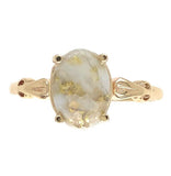 10k Yellow Gold 1.68ct Genuine Natural Gold Vein Quartz Ring Size 7.25 (#J6938)