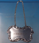 Sterling Silver Liquor Label "Sherry" Rococo Style #350 2 3/4" x 1 5/8" (#5041)