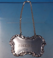Sterling Silver Liquor Label "Sherry" Rococo Style #350 2 3/4" x 1 5/8" (#5041)