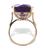 18k Yellow Gold 13.98 Carat Oval Genuine Natural Amethyst Ring Size 7 (#J7373)