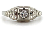 18k White Gold Filigree Genuine Natural Diamond Ring w/Pcd Chevron Design #J5946