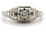 18k White Gold Filigree Genuine Natural Diamond Ring w/Pcd Chevron Design #J5946