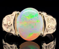 10k and 14k 1.98 Carat Australian Genuine Natural Opal Ring Size 7 (#J6573)