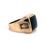 10k Yellow Gold Men's Square Genuine Natural Bloodstone Ring Jewelry (#J5676)