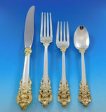 Grande Baroque Gold Accent by Wallace Sterling Silver Flatware for 12 Set 54 pcs