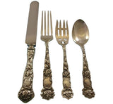Bridal Rose by Alvin Sterling Silver Flatware Service For 12 Set 49 Pieces
