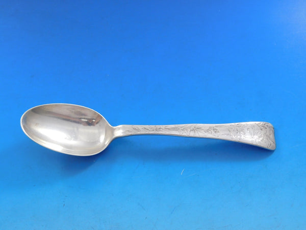 Lap Over Acid Etched by Tiffany Sterling Silver Place Soup Spoon with Leaves 7"