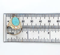 10k Gold Arts and Crafts Campito Genuine Natural Turquoise Flowers Ring (#J6560)