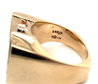 14k Yellow Gold Heavy Custom Australian Genuine Natural Opal Ring 9.5 (#J7314)
