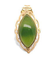 A Pair of 14k Yellow Gold Marquise Jade Stud Earrings Jewelry (#J6964)