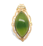 A Pair of 14k Yellow Gold Marquise Jade Stud Earrings Jewelry (#J6964)