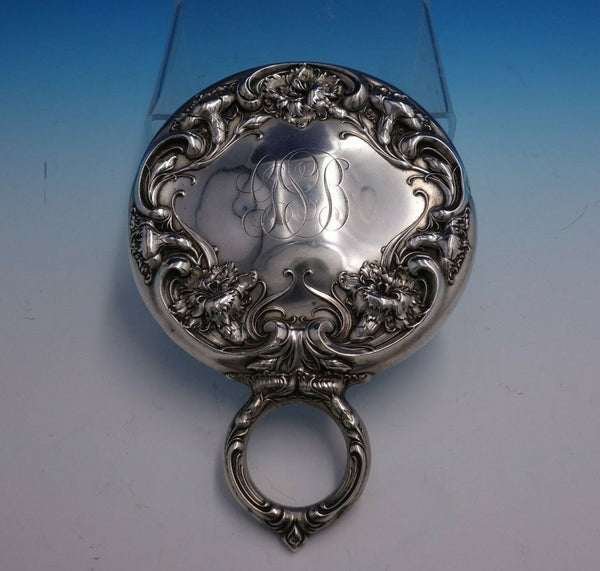Carnation by Wallace Sterling Silver Hand Mirror 7 1/2" x 5" Weighted (#4806)