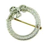 Art Deco 14k White Gold Filigree Bow Ribbon Pin (#J4749)