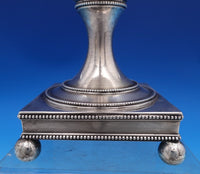 Sterling Silver Samovar w/ Square Pedestal Base Beaded Border Ball Feet (#7392)