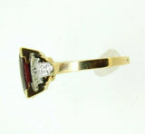 10k Yellow Gold Radiant Cut Genuine Natural Garnet and Diamond Ring (#J5038)