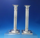Beaded by Bigelow Kennard Sterling Silver Candlestick Pair #10 BC w/Wreath #6362