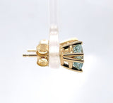 14k Yellow Gold Round Genuine Natural Aquamarine Stud Earrings (#J6325)