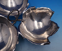 Sciarrotta Sterling Silver Candy Dish Three Leaf Shape w/Twist Handle #6 (#7887)