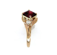 14k Yellow Gold 2.13ct Square Genuine Natural Garnet and Diamond Ring (#J6148)