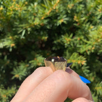 14k Gold Mid Century Modern Genuine Natural Smoky Quartz Ring Size 4.5 (#J6609)