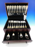 Grande Baroque Gold Accent by Wallace Sterling Silver Flatware for 12 Set 54 pcs