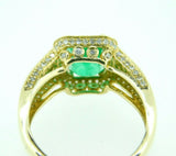 10k Yellow Gold 1.62ct Genuine Natural Emerald and Diamond Ring (#J2604)