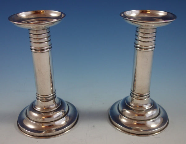 Meriden Britannia Co Sterling Silver Candlestick Pair #396 6 1/2" Tall (#2616)