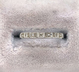 18k White Gold Wedding Band Ring w/Diamonds Engraved Dated 1932 Size 7.75 #J5907