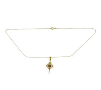 10k Yellow Gold Lavaliere Pendant with Purple Stone Seed Pearl (#J4787)
