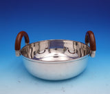 Modernist Silverplate Bowl Rounded Wood Handles by Plata Lappas Argentina #9220